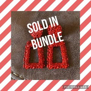 SOLD Ⓜ️ Red Geometric Metal Statement Earrings
